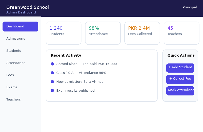 School Portal template preview